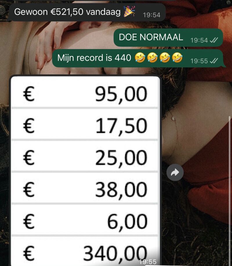 Echt bericht van Lisanne: €521,50 omzet op één dag