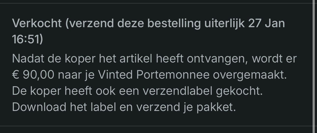 Vinted-melding: verkocht