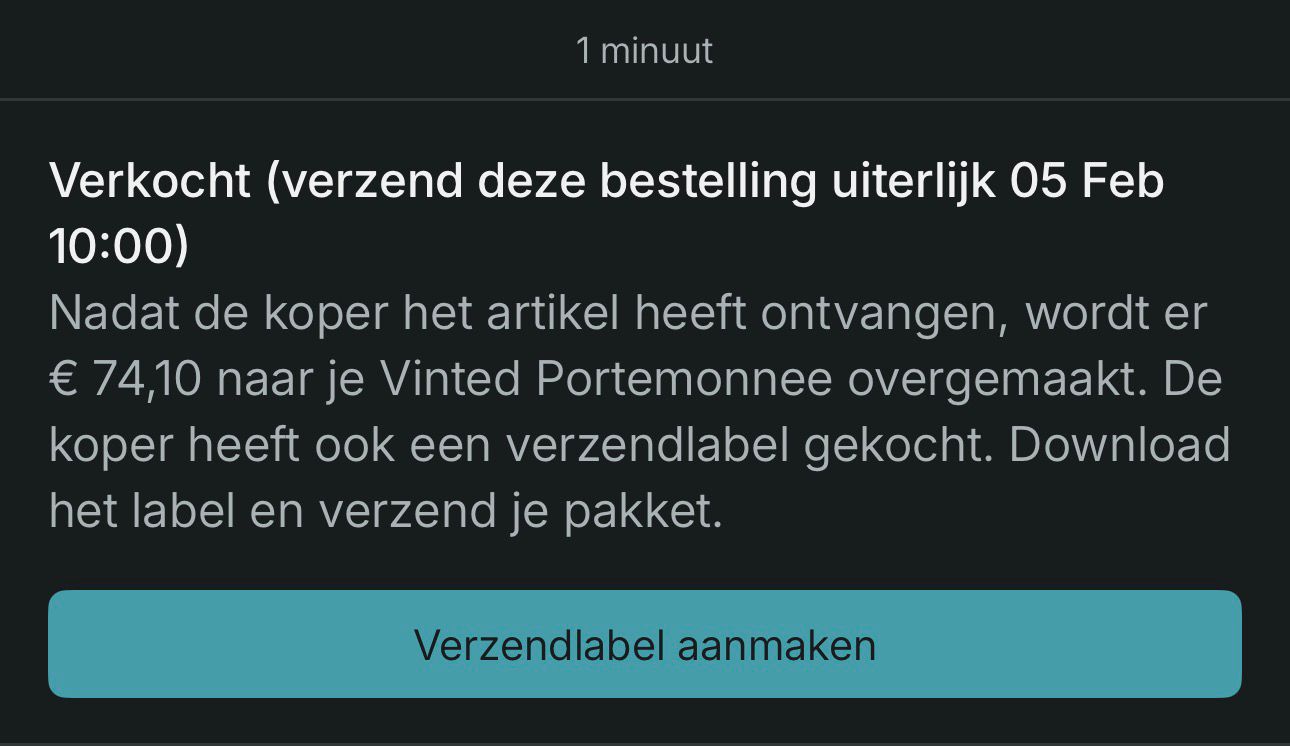 Vinted-melding: verkocht