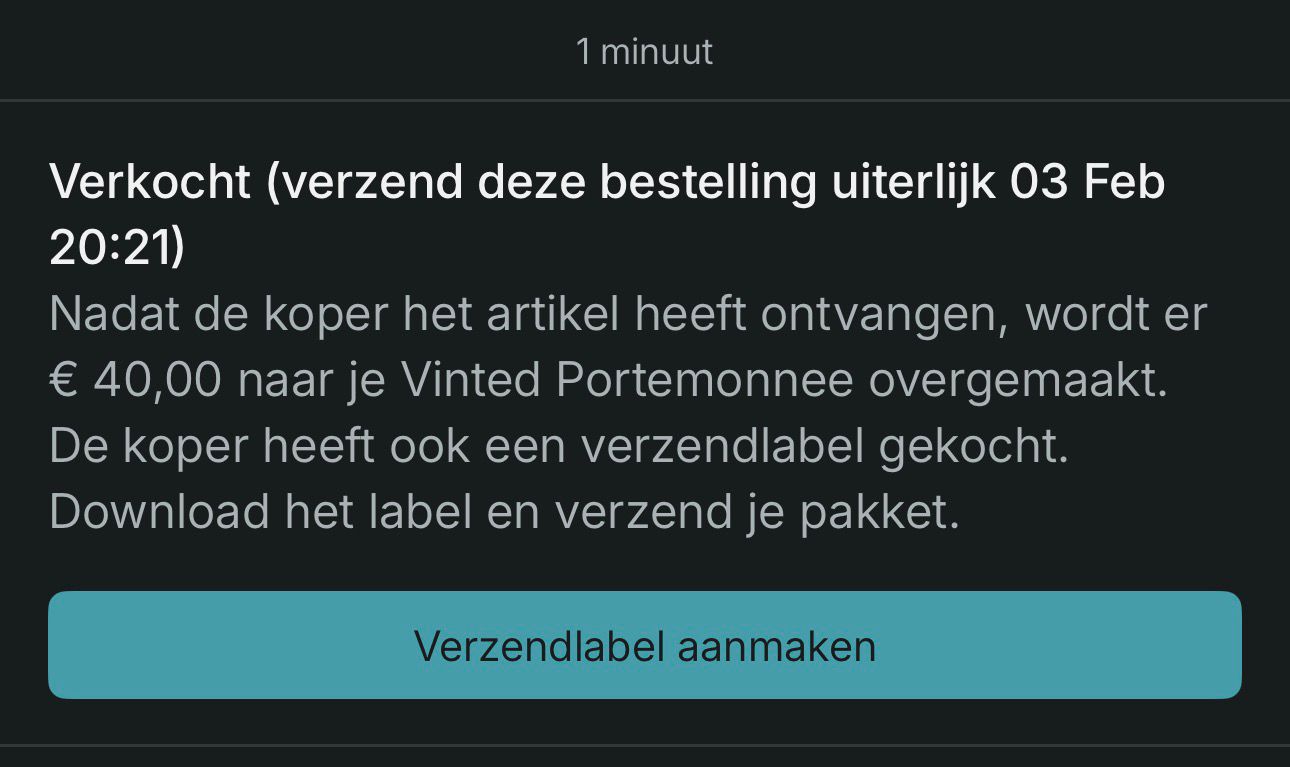 Vinted-melding: verkocht