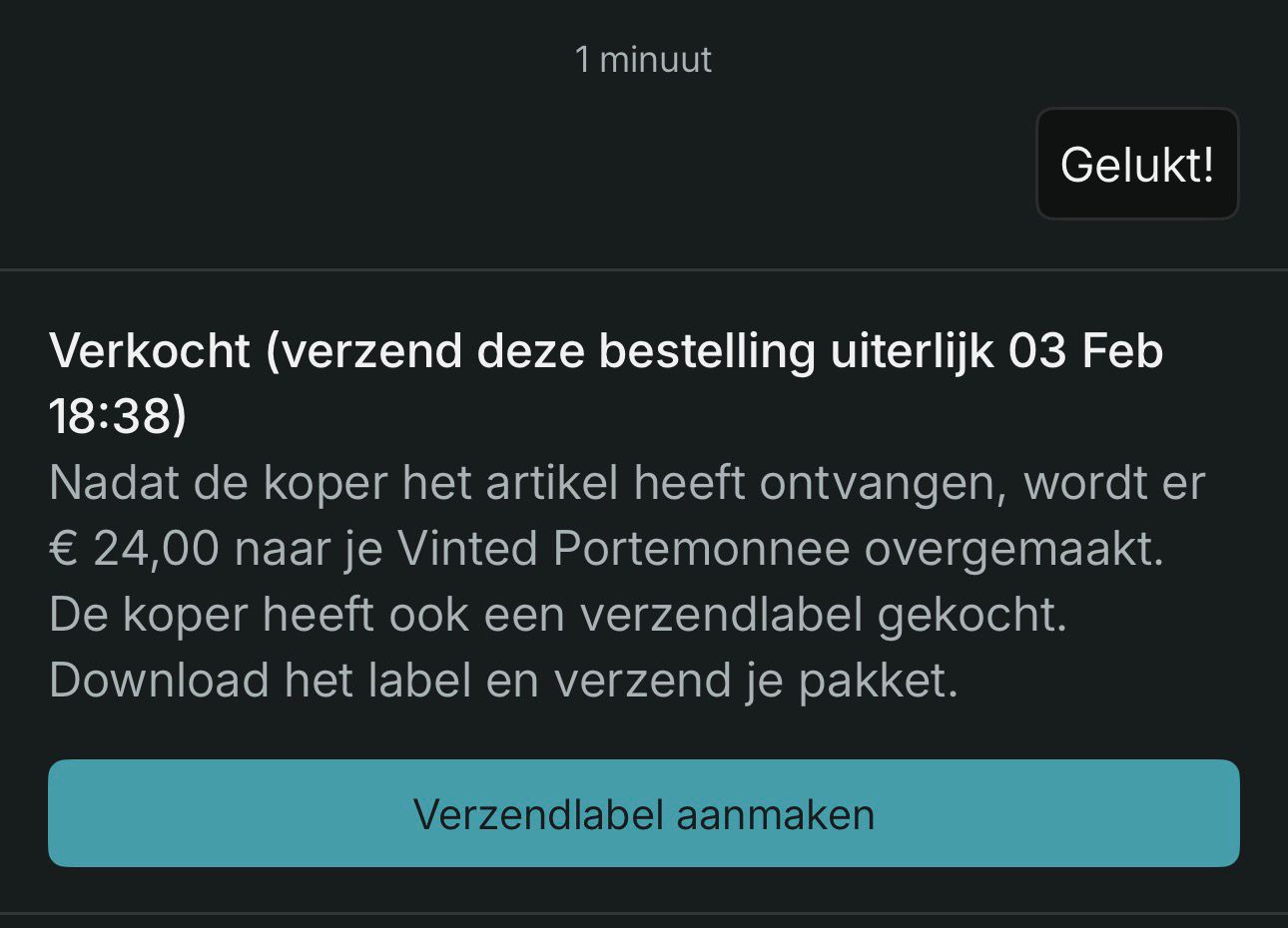 Vinted-melding: verkocht
