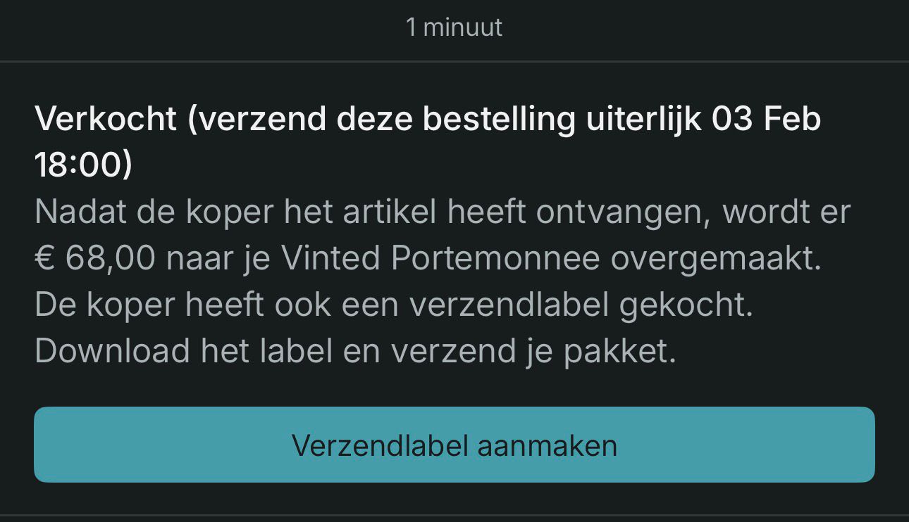 Vinted-melding: verkocht