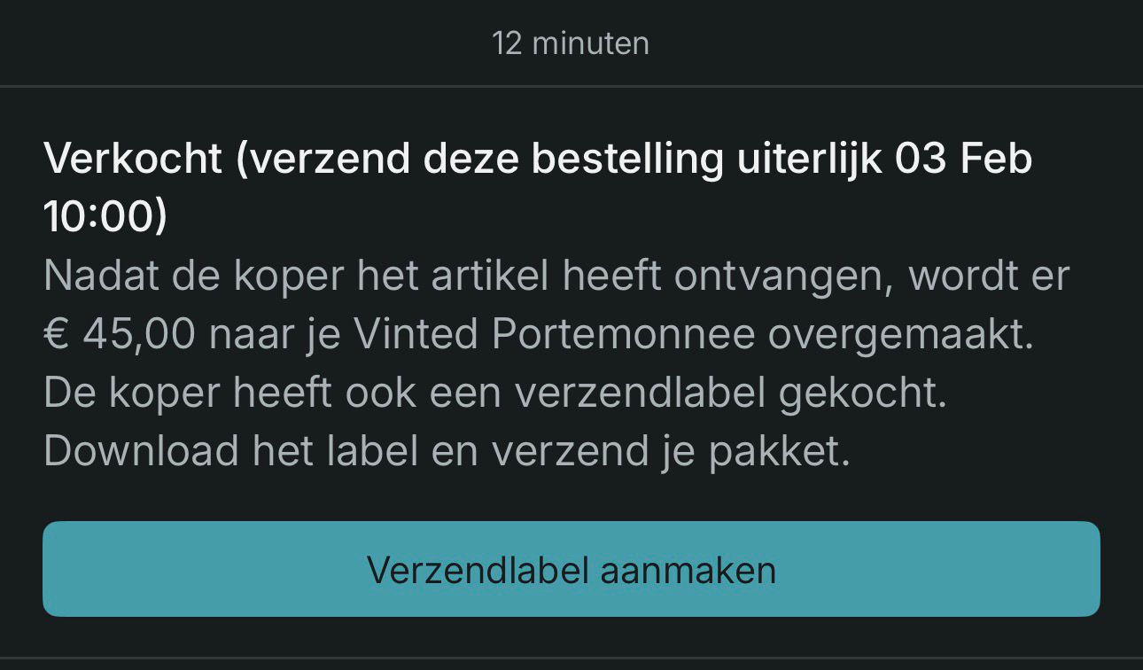 Vinted-melding: verkocht